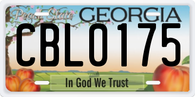 GA license plate CBL0175