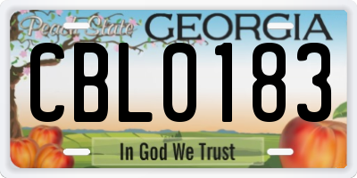 GA license plate CBL0183