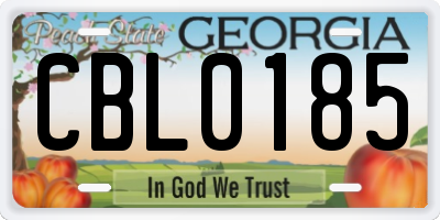 GA license plate CBL0185