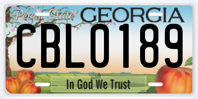 GA license plate CBL0189