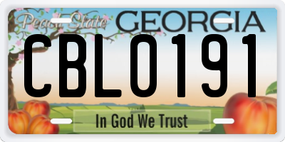GA license plate CBL0191