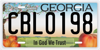 GA license plate CBL0198