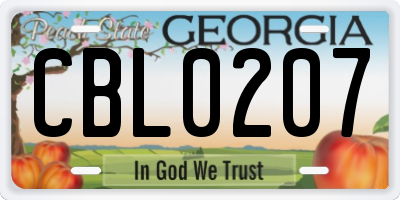GA license plate CBL0207