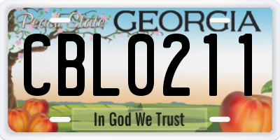 GA license plate CBL0211
