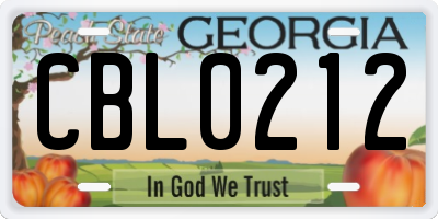 GA license plate CBL0212
