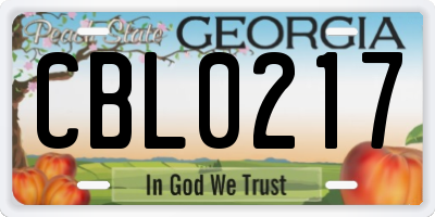 GA license plate CBL0217