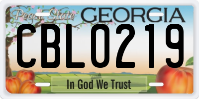 GA license plate CBL0219