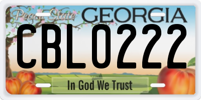 GA license plate CBL0222