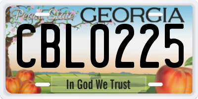 GA license plate CBL0225