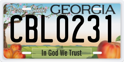 GA license plate CBL0231