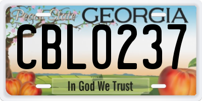 GA license plate CBL0237