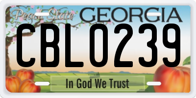 GA license plate CBL0239