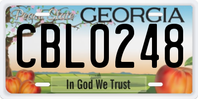 GA license plate CBL0248