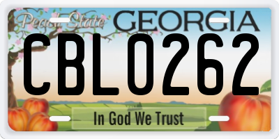 GA license plate CBL0262