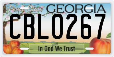 GA license plate CBL0267