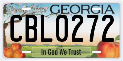 GA license plate CBL0272