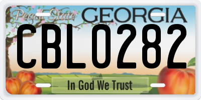 GA license plate CBL0282