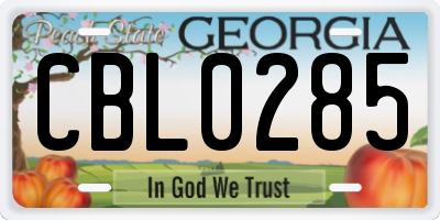 GA license plate CBL0285