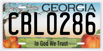 GA license plate CBL0286