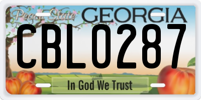 GA license plate CBL0287