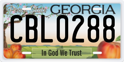 GA license plate CBL0288