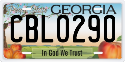 GA license plate CBL0290