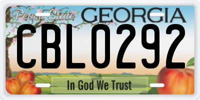 GA license plate CBL0292