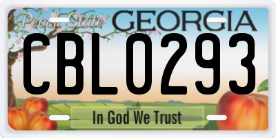 GA license plate CBL0293