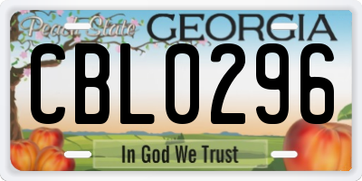 GA license plate CBL0296
