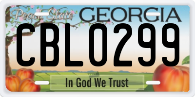 GA license plate CBL0299