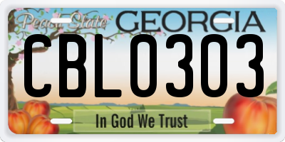 GA license plate CBL0303