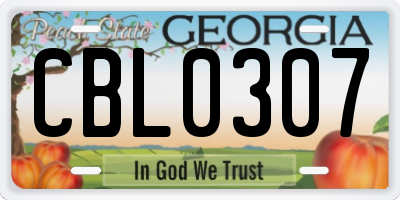 GA license plate CBL0307