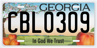 GA license plate CBL0309