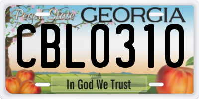 GA license plate CBL0310