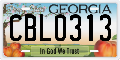 GA license plate CBL0313