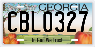 GA license plate CBL0327