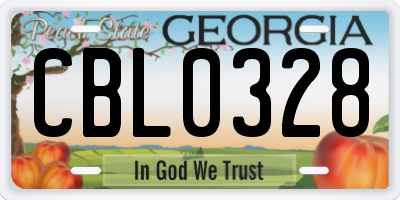 GA license plate CBL0328