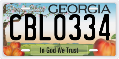 GA license plate CBL0334