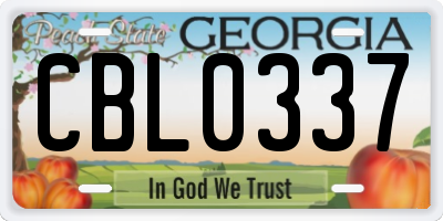 GA license plate CBL0337