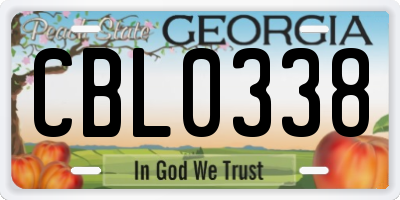 GA license plate CBL0338
