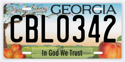 GA license plate CBL0342