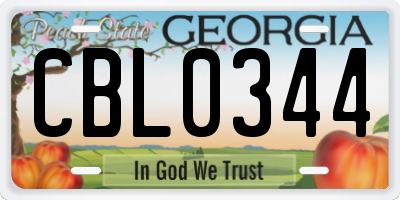 GA license plate CBL0344