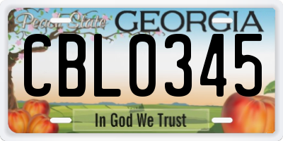 GA license plate CBL0345