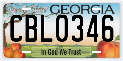 GA license plate CBL0346