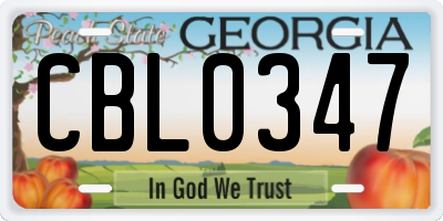 GA license plate CBL0347