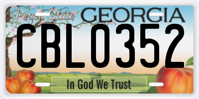 GA license plate CBL0352