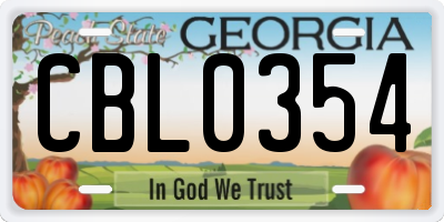 GA license plate CBL0354