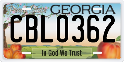GA license plate CBL0362