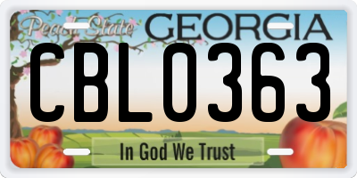 GA license plate CBL0363