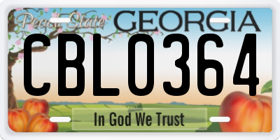 GA license plate CBL0364